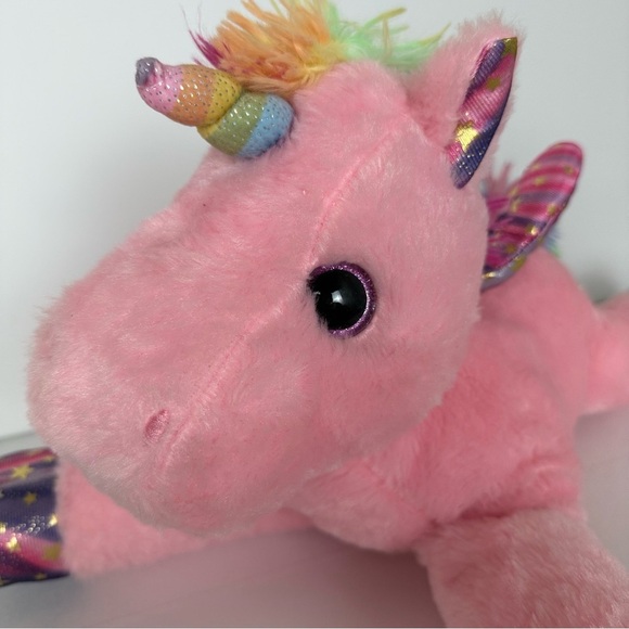 Pink Plush Rainbow Unicorn Stuffed Animal‎ Toy – Wings, Stars & Horn – Kawaii - Picture 7 of 10